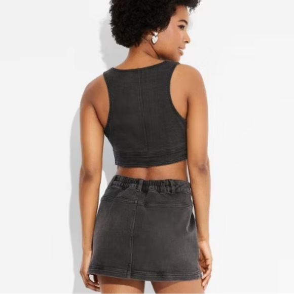 Wild Fable Women's Cropped Denim Black Vest XS - Picture 3 of 10